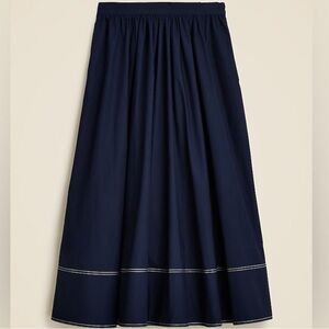 J. Crew Contrast-stitch midi skirt in Cotton Poplin